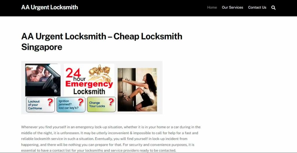 AA Urgent Locksmith Homepage