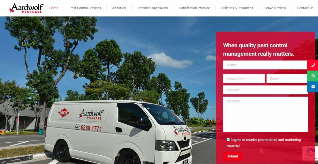 Aardwolf Pestkare Pte Ltd - Pest Management Service Homepage