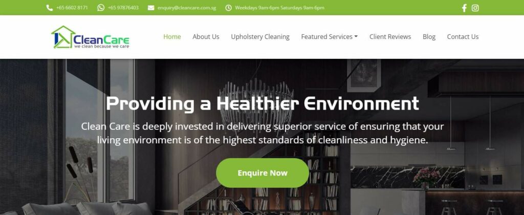 Clean Care Pte Ltd Homepage