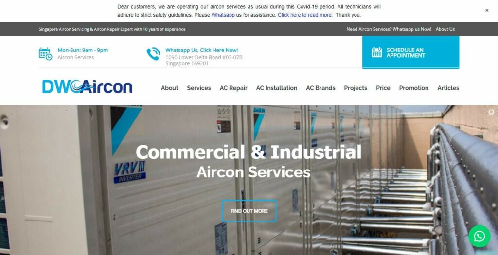 DW Aircon Servicing Singapore Homepage