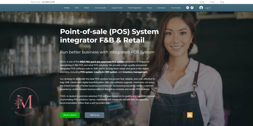 EISOL F&B POS System and Digital Ordering Homepage