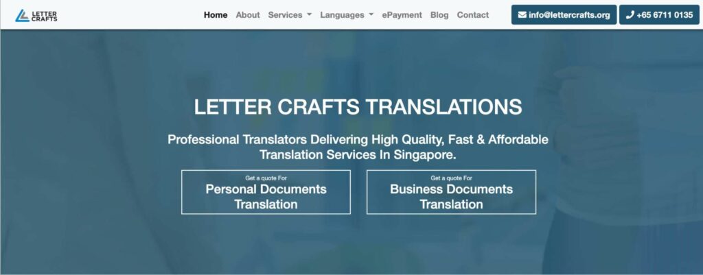 Letter Crafts Document Translation Services Homepage