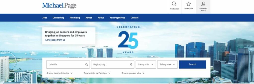 Michael Page Recruitment Agency Homepage