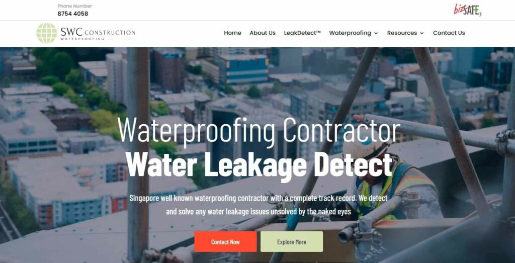 SWC Construction Waterproofing Homepage