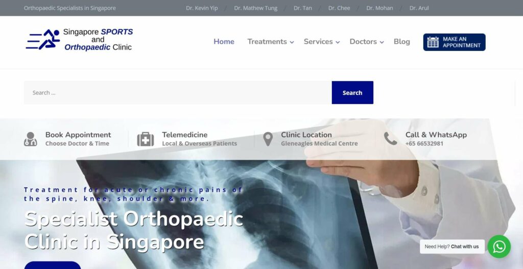 Singapore Sports and Orthopaedic Clinic Homepage