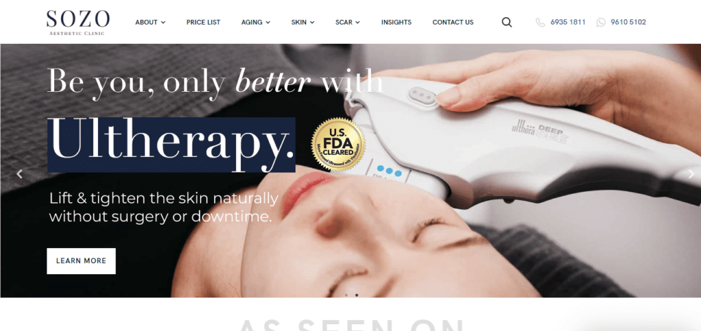 Sozo Aesthetic Clinic Homepage