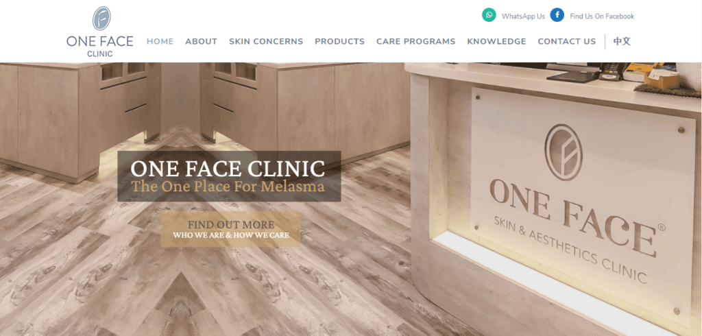 One Face Skin & Aesthetics Clinic Homepage