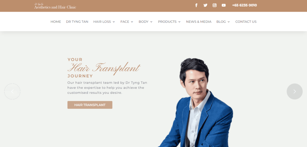Dr. Tyng Tan Aesthetics and Hair Clinic Homepage