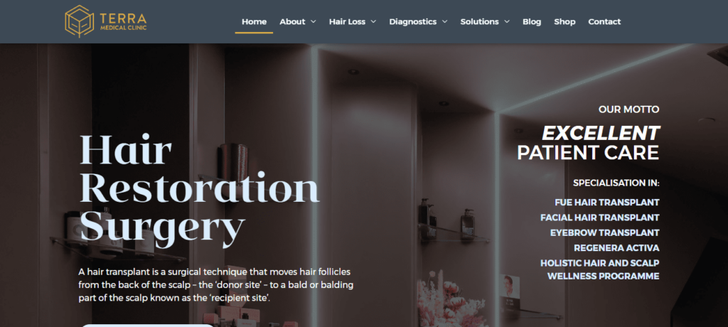 Terra Medical Hair & Aesthetic Clinic Homepage