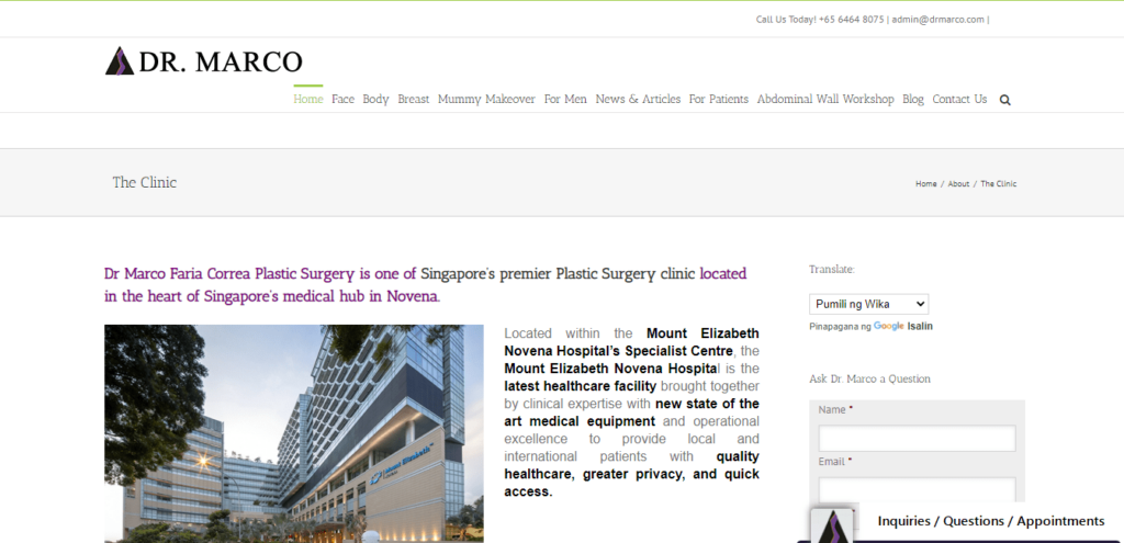 Dr. Marco Faria Correa Plastic Surgery Homepage