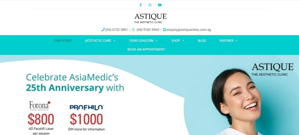 Astique Clinic' Homepage