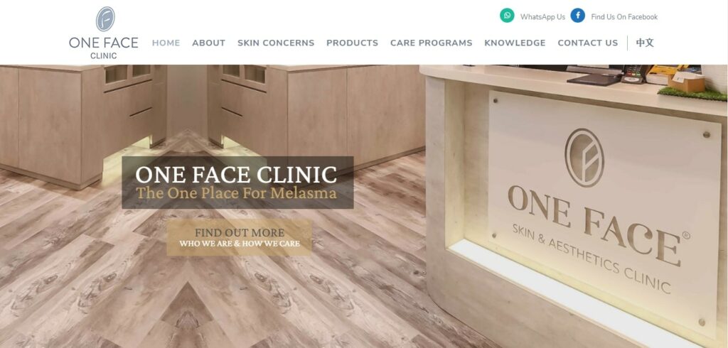 One Face Skin & Aesthetics Clinic Homepage