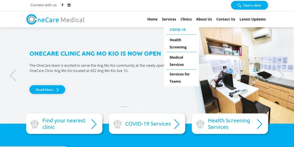 OneCare Clinic Homepage
