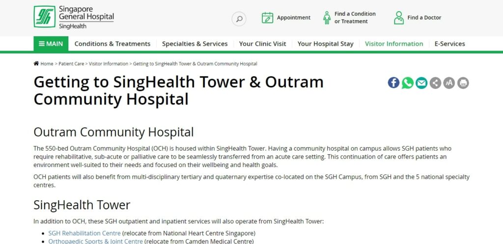 SingHealth's Homepage