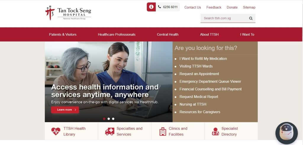 Tan Tock Seng Hospital's Homepage