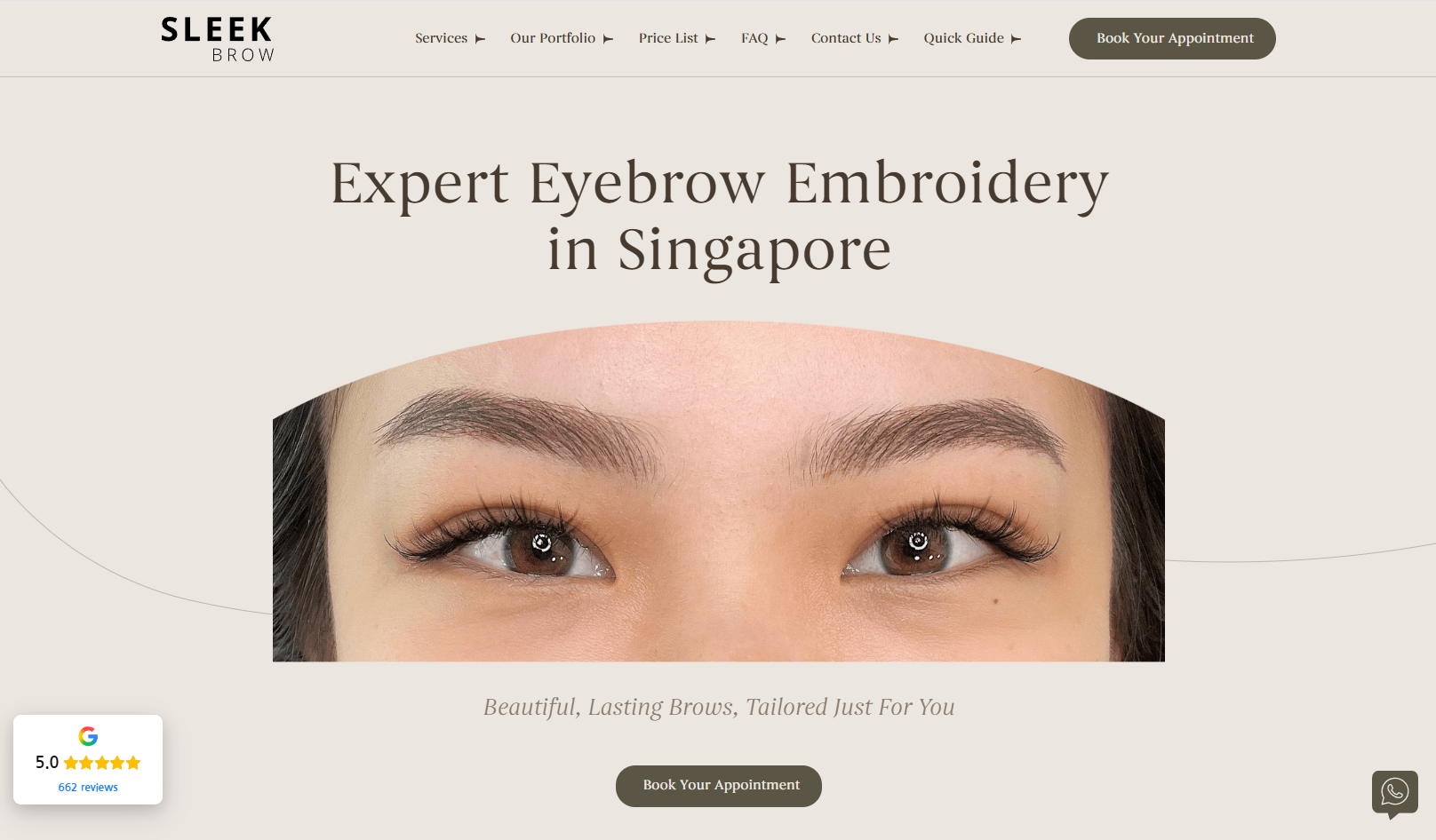 sleekbrow homepage