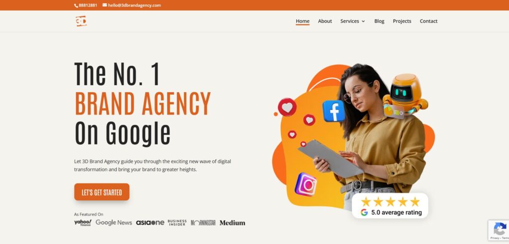 3d brand agency homepage