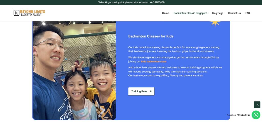 beyond limits badminton academy homepage